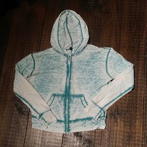 Distressed zip-up hoodie